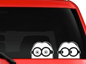 Minions funny Cartoon Characters Peeking Car Truck Window Vinyl Decal Sticker Approx. 8" ( Each character about 4")(2 Minions)