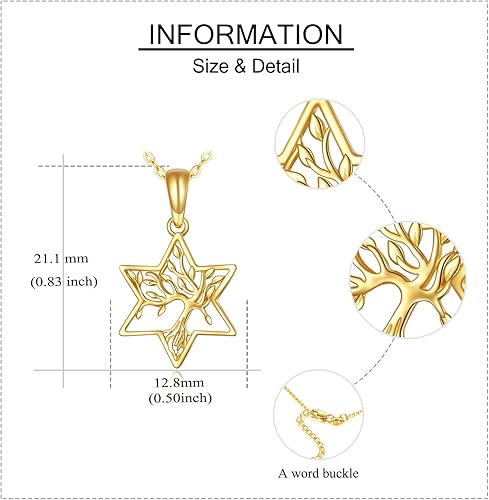 Miniatura 5 de Collar de árbol de la vida de oro de 14 quilates para mujer colgante de árbol genealógico joyería de oro real regalos de cumpleaños para ella esposa