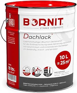 BORNIT Dachlack Dachabdichtung Bitumen Anstrich UV-beständig [haftstark]10L | lösemittelhaltiger Dachanstrich Dach Gartenhaus Haus Dachpappe Garage Flachdachabdichtung Carport Beton Vordach