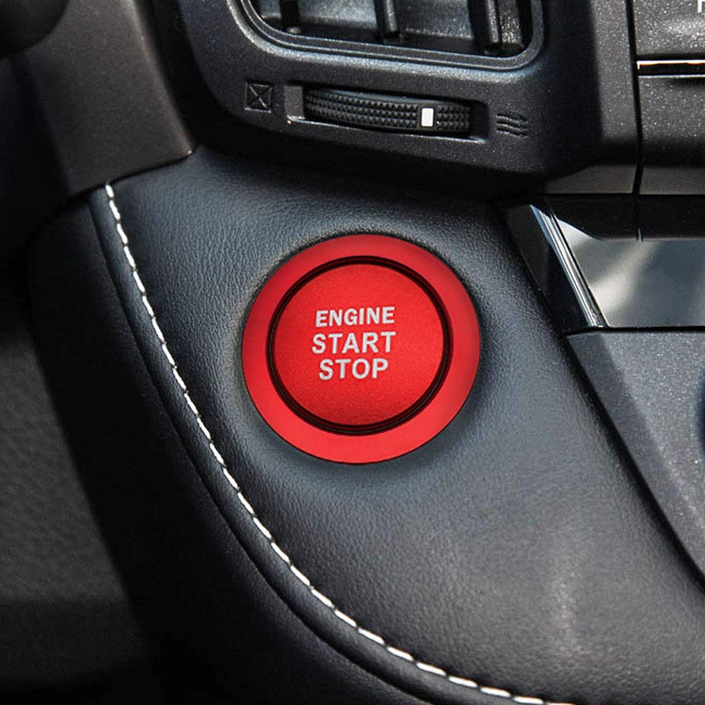 Ceyes Car Engine Start Stop Button Push to Start Button Trim Ignition Start Stop Button Decal Ignition Switch Button Cover + Ring Stickers for Toyota Camry Cruiser Corolla C-HR Rav4 Yaris - Red
