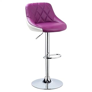 WOLTU® BH30vl-1 Sgabello da Bar Sedia Girevole Cucina con Schienale Poggiapiedi Similpelle Cromato Altezza Regolabile Moderno Viola 1 Pezzo