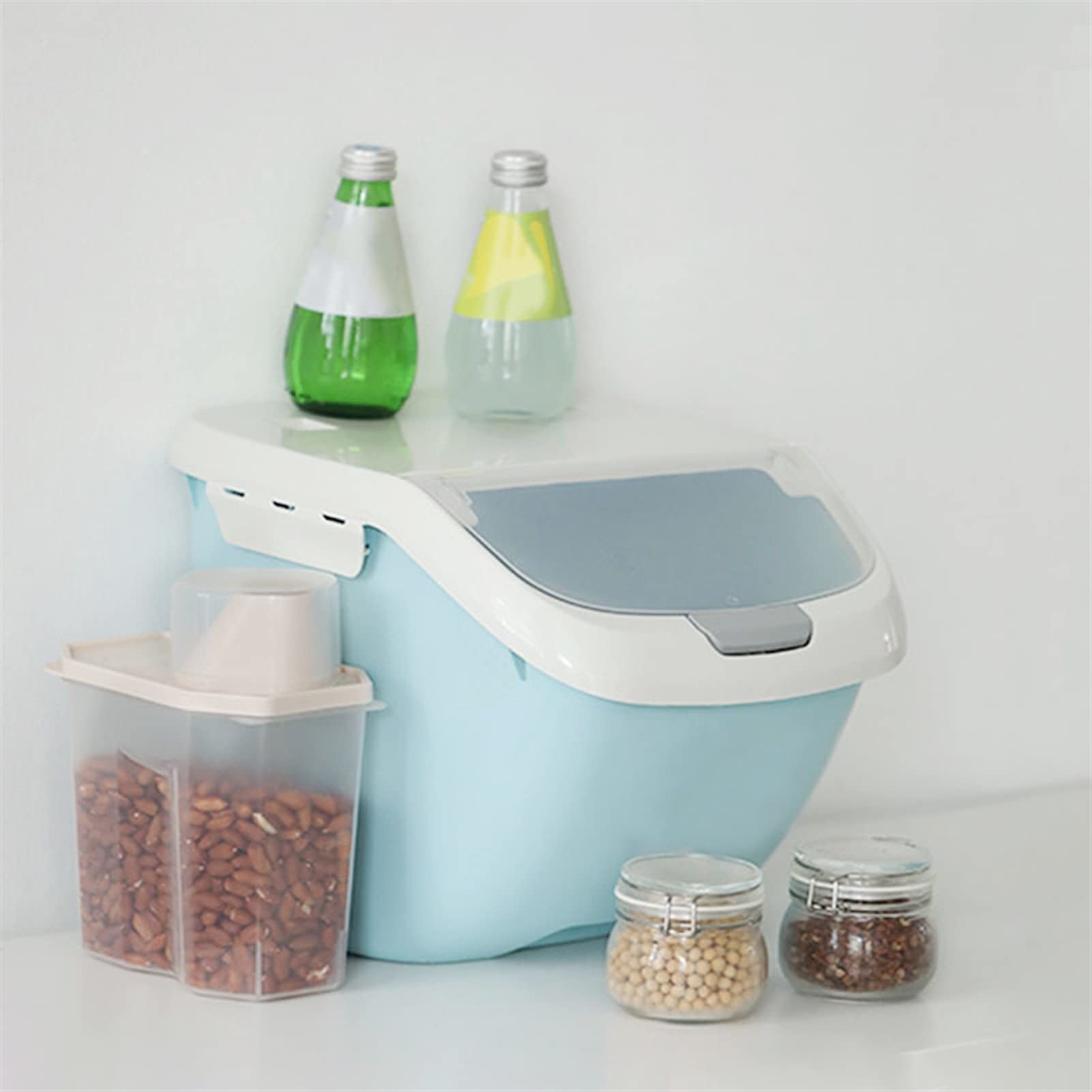 Boîte de rangement de riz Distributeur de céréales à grains Distributeur de céréales Flip Couvercle Alimentation Organisateur Conteneur Cuisine de cuisine Seau à riz scellé (Color : Orange)