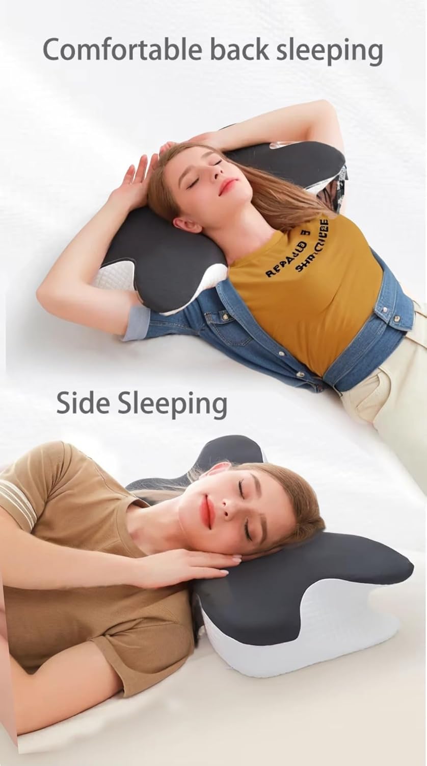 Cervical Neck Pillow, Insomnia-Relieving, Pain Relief, and Ergonomic Design with Butterfly-Shaped Contour for Optimal Support and for Back Stomach Sleepers.RUHSHINE