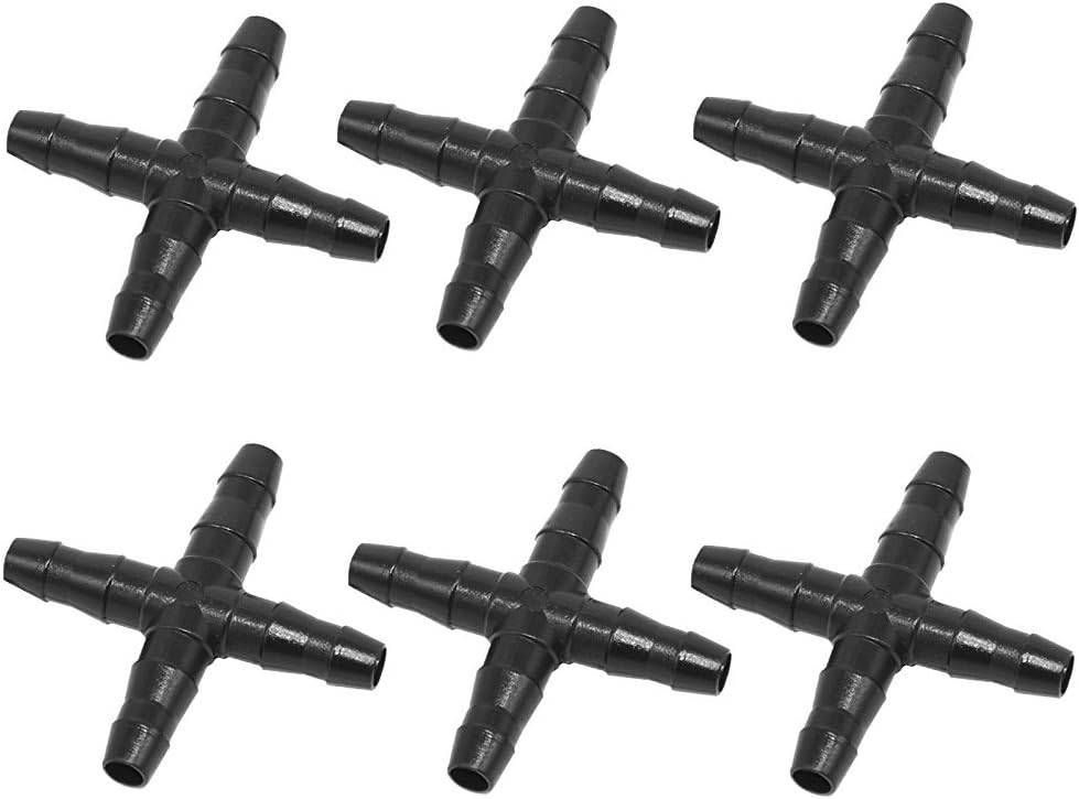 50 PCS 1/4 Inch Barbed Cross Connector 4 Way Garden
