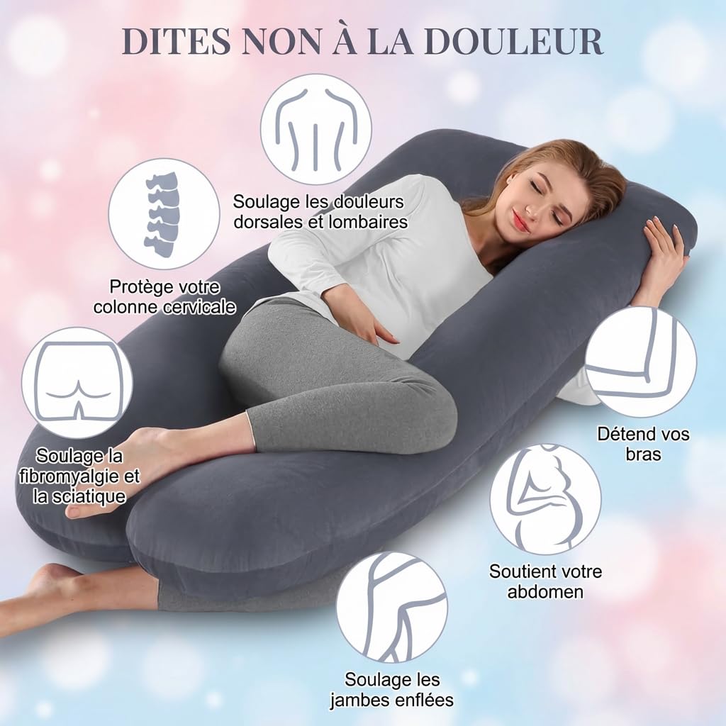 Coussin Ergonomique Chillow Original-Coussin Corps Entier pour Femme Enceinte Support Ergonomique Ventre Et Dos Idéal pour Sommeil Et Allaitement Housse Douce (Blanc,140x80cm(2kg))
