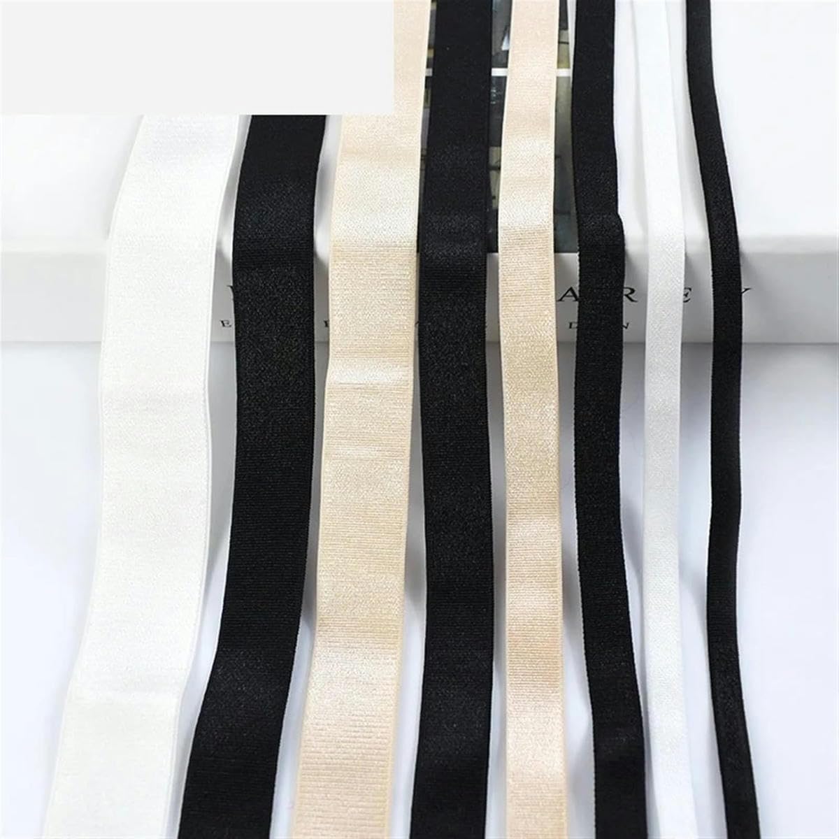 Elástico para Coser 10/20M 6-40 mm Ropa Interior de Spandex Correa de Banda elástica de Nailon Correas de Sujetador Cinta de Cinta DIY Cinturón de Ropa Bandas de Goma (Negro, 20 Metros_15 MM)-20 METR