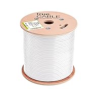 Vista 3 de trueCABLE RG6 Quad Shield Coaxial, 500 pies, blanco, clasificado para elevadores (CMR/CATVR/CL2), cable coaxial conductor de cobre desnudo, probado