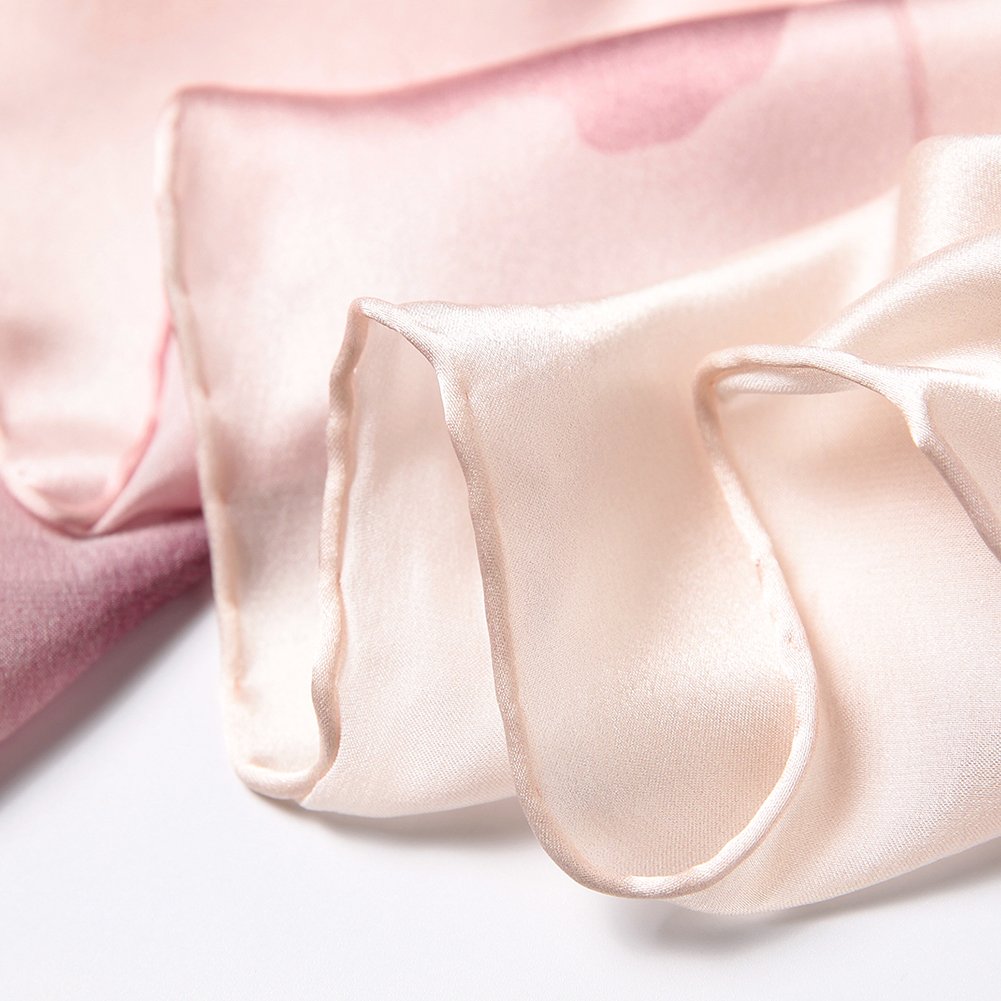 STORY OF SHANGHAI Sciarpa di 100% Seta da Donna Foulard Chiffon con Fantasie Orientale Semi-Trasparente