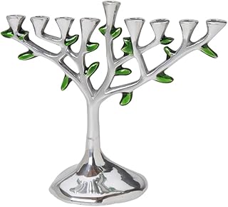 Israel Giftware Designs Aluminum Tree Menorah with Enamel Accents
