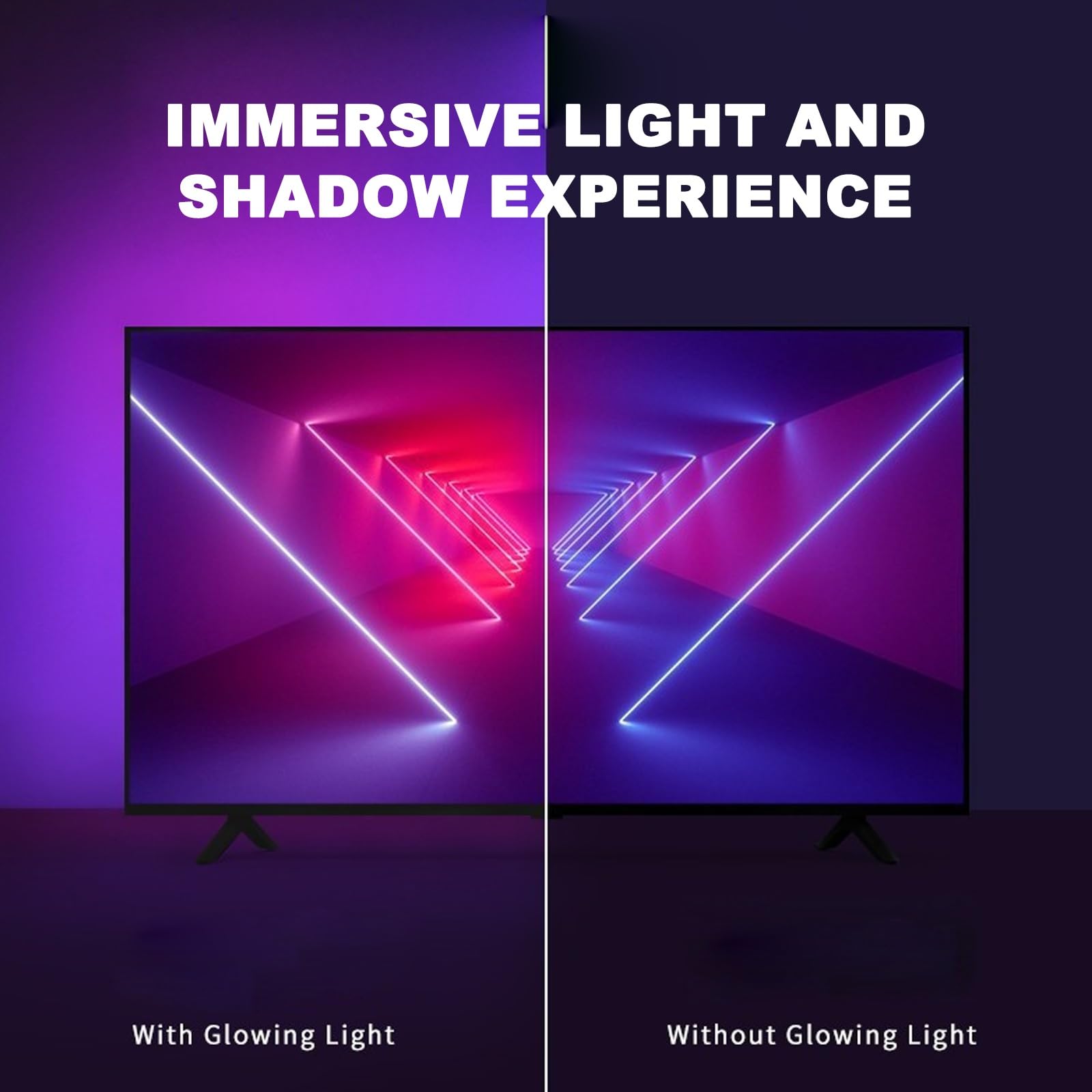 Luci A Led Per TV, Striscia Luci A Led Multimodale, Esperienza Visione Immersiva Sincronizzata Con La Musica Facile Da Installare Per Un'ampia Gamma Dimensioni TV Adatta Per Sfondi TV(60-75IN)