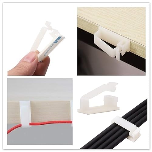 Miniatura 4 de Clips autoadhesivos para organizar cables, organizadores de cables, soportes para cables, para TV, PC, laptop, cable Ethernet, escritorio, hogar,