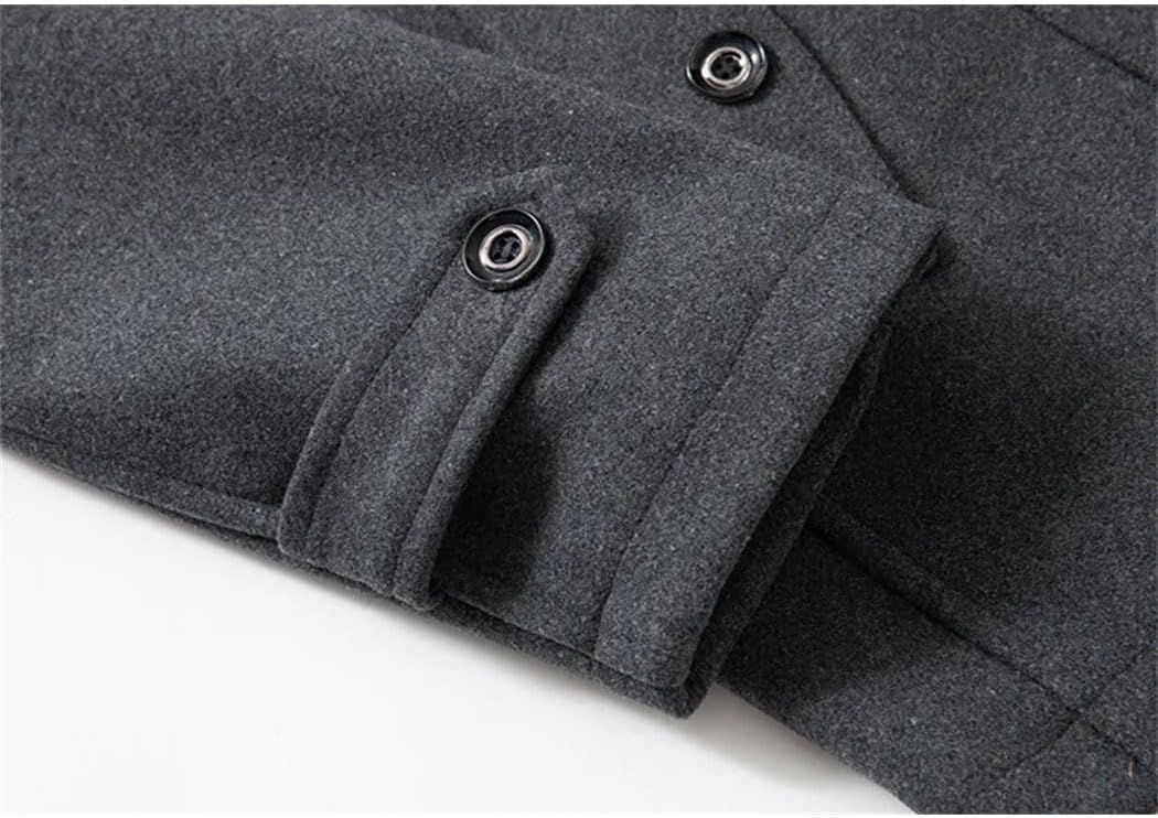 Haitpant Winter Men Wool Coat Double Collar Thick Jacket Single Breasted Trench Coat Casual Wool Blends Overcoats