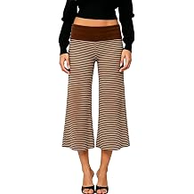 RUEWEY Women Fold Over Capri Pants Low Rise Wide Leg Yoga Capris Flowy Gaucho Pants Streetwear