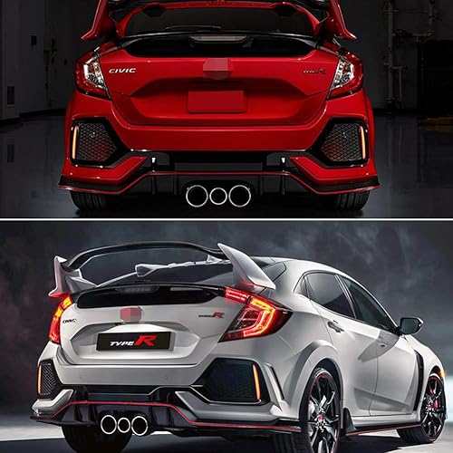 Miniatura 14 de GTINTHEBOX Luces reflectoras de parachoques LED de lente roja, faros antiniebla traseros para Honda Civic Hatchback 2017 en adelante, Type-R o SI 4