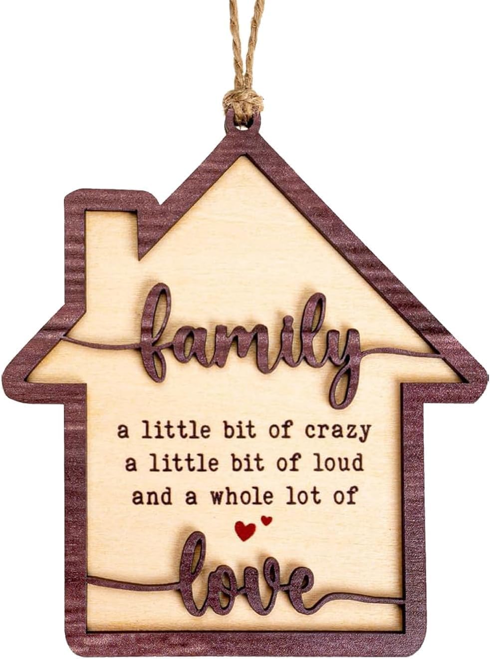 Family Ornament, Family Christmas Ornament, Christmas Ornaments 2025 – Wooden House-Shaped Holiday Keepsake, Funny Quote Gift, A Whole Lot of Love Tree Decoration, Home Themed Ornament