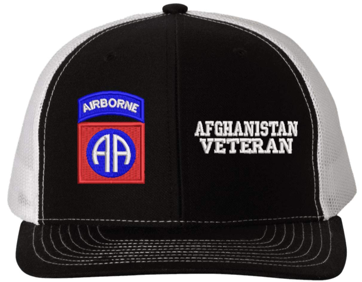 Army 82nd Airborne Div Afghanistan Veteran Mesh Back Mid-Profile Cap Mid-Profile Black/White