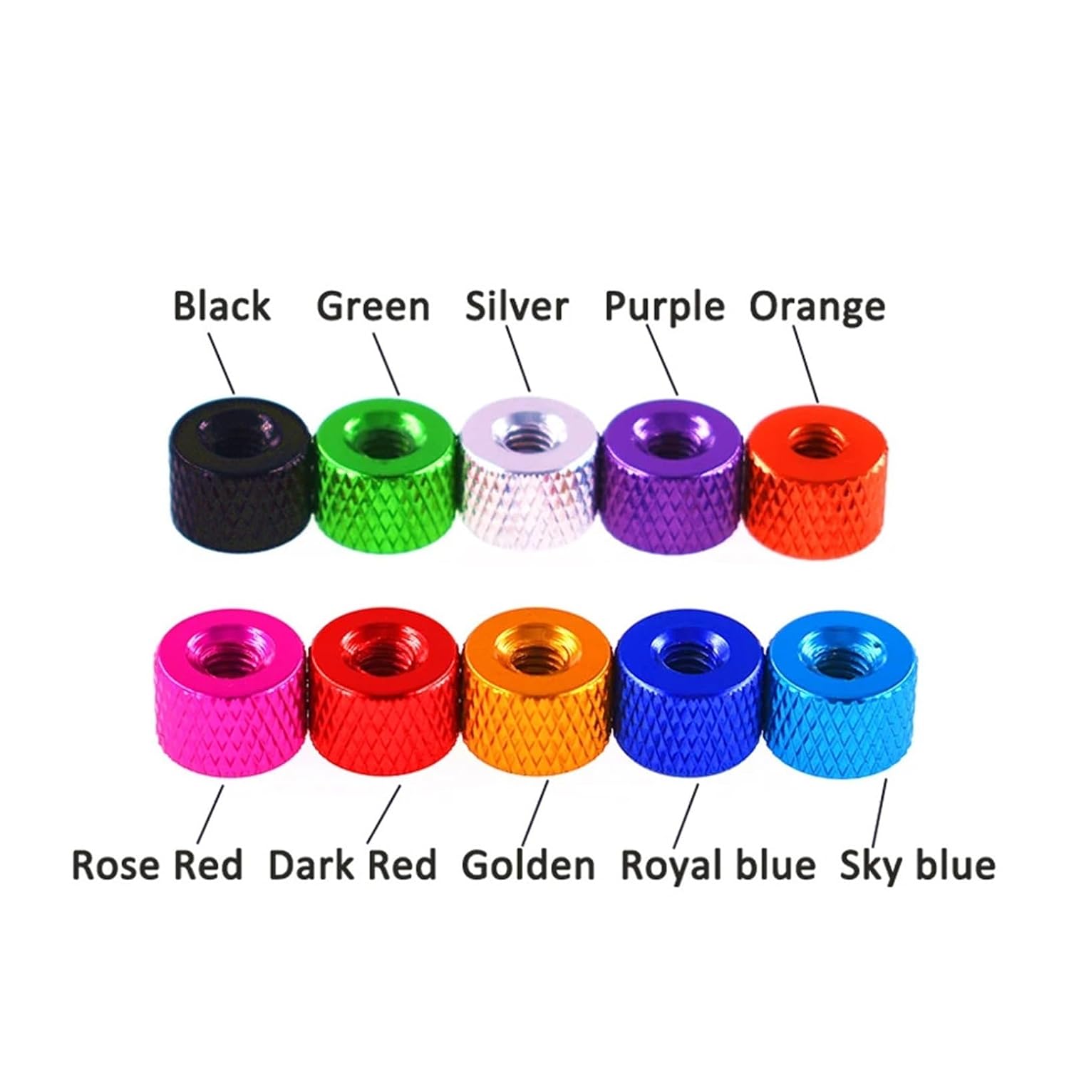 1-10Pcs Aluminum Knurled Thumb Nut M2 M2.5 M3 M3.5 M4 Round Through Hole Hand Tighten Nut Anodized(Rose Red,M2.5 (10pcs))