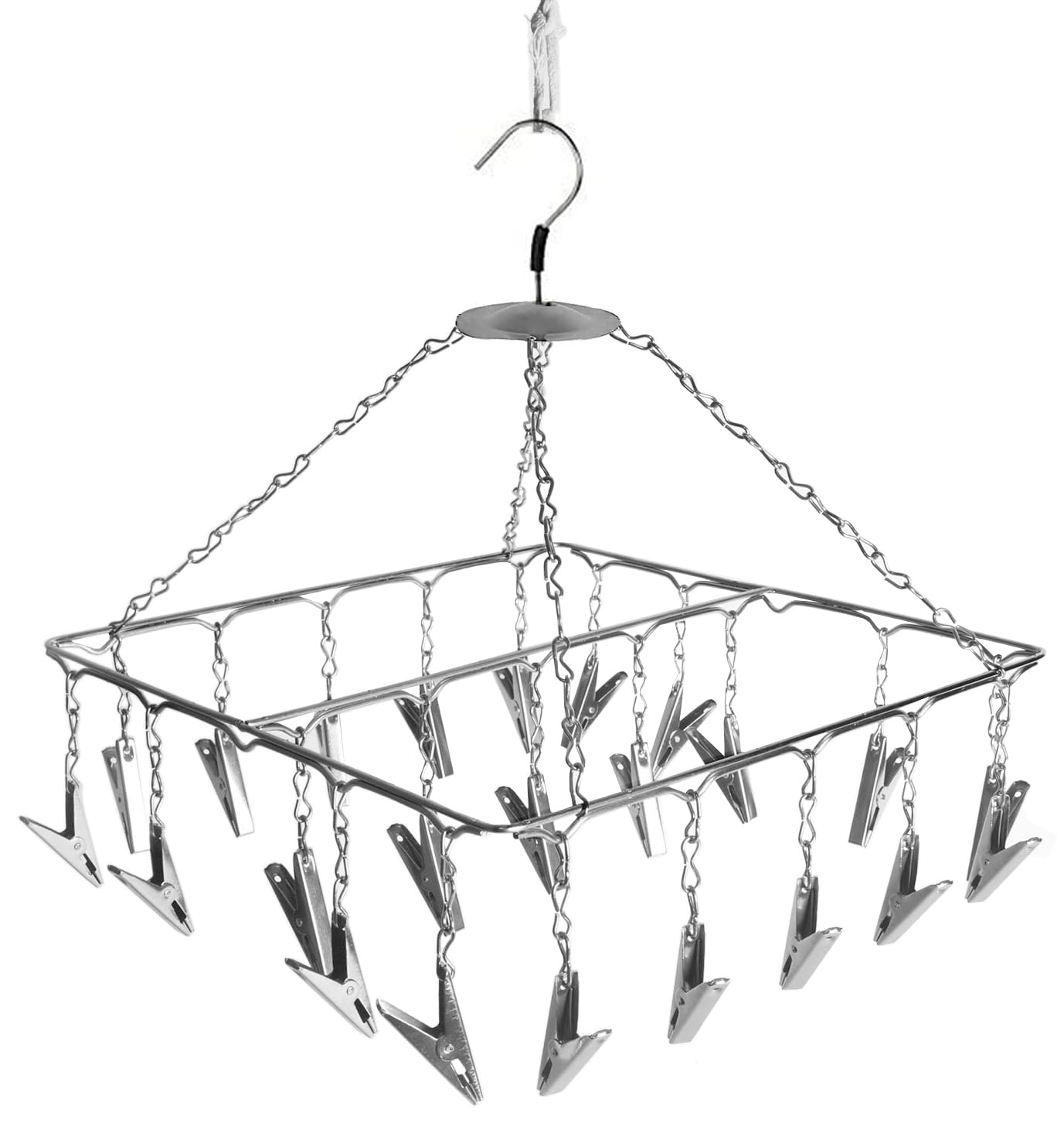 Synergy 25 Clips Stainless Steel Square Cloth Hanger/Clothes Stand for Drying/Clothes Drying Stand/Hanger with Clips/Baby Clothes Dryer/Undergarments Hanger/Stand for Drying Clothes (SY-CS15)