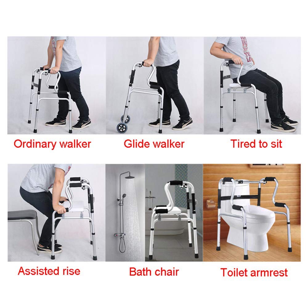 Chodzik na kółkach dla osób starszych, Przenośny i składany, Kompaktowy aluminiowy Rollator, Lekki z płytą siedziska interesting