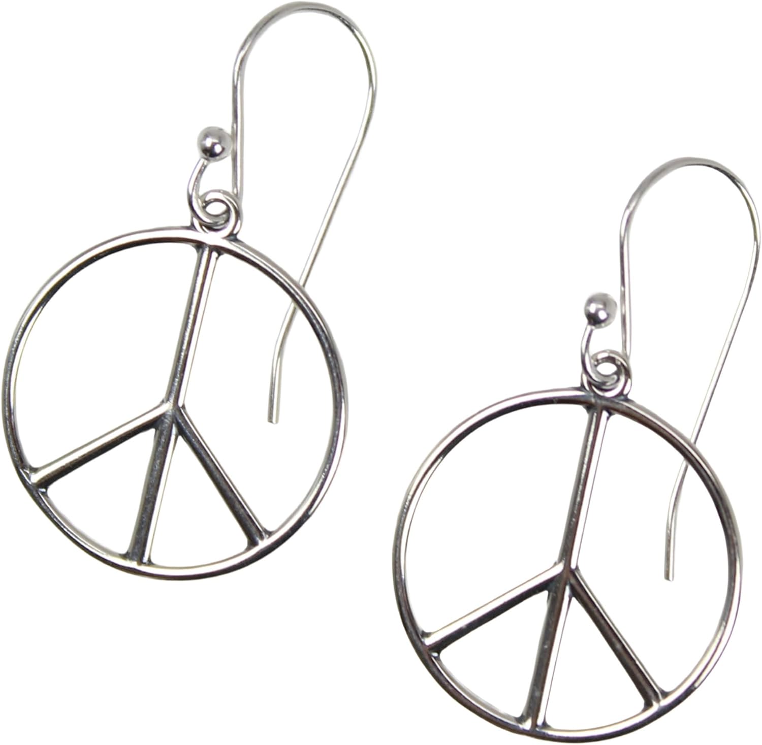 Handmade Peace Sign Dangle Earrings in Sterling Silver