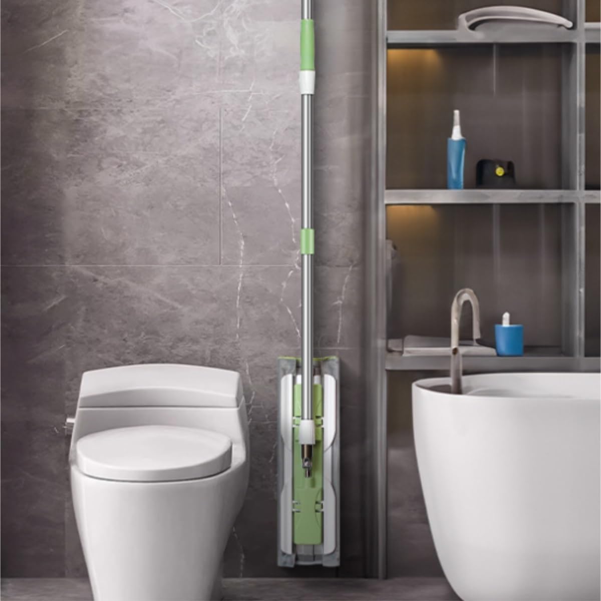 Wischmop Flachmopp Aus Edelstahl Mit Abnehmbarem Und Waschbarem, Austauschbarem Mopp-Artefakt „Lazy Mop“ Wischer Boden