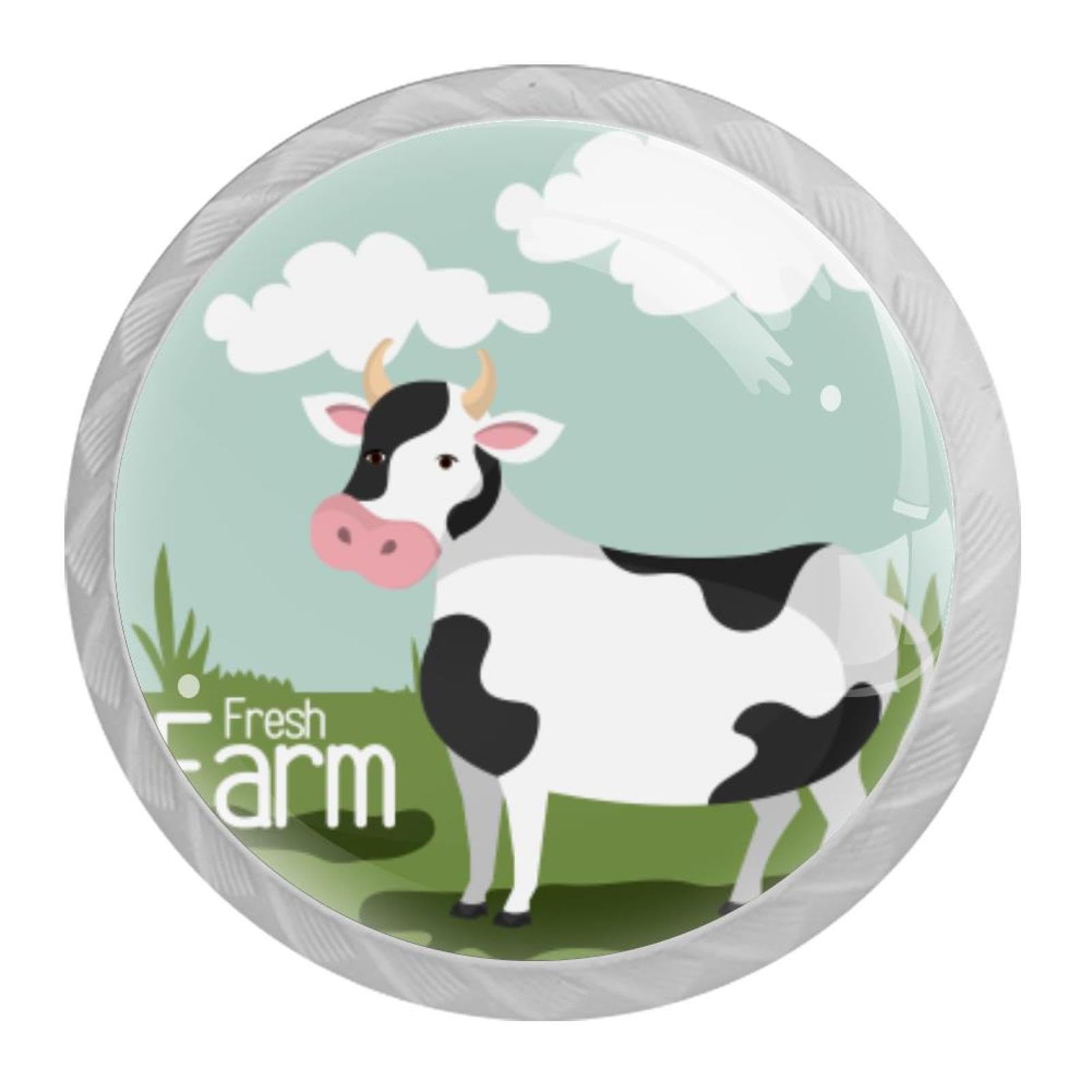Tqmspg Multi03 4 Pieces Drawer Pulls Farm Animal Cow Door Knobs Dresser Handles For Kitchen Wardrobe Cupboard Hardware Furniture