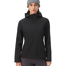 HOTSUIT Womens Softshell Fleece Lined Warm Windbreaker Jacket Light Hooded Water Resistant Rain Coat for Travel Daily