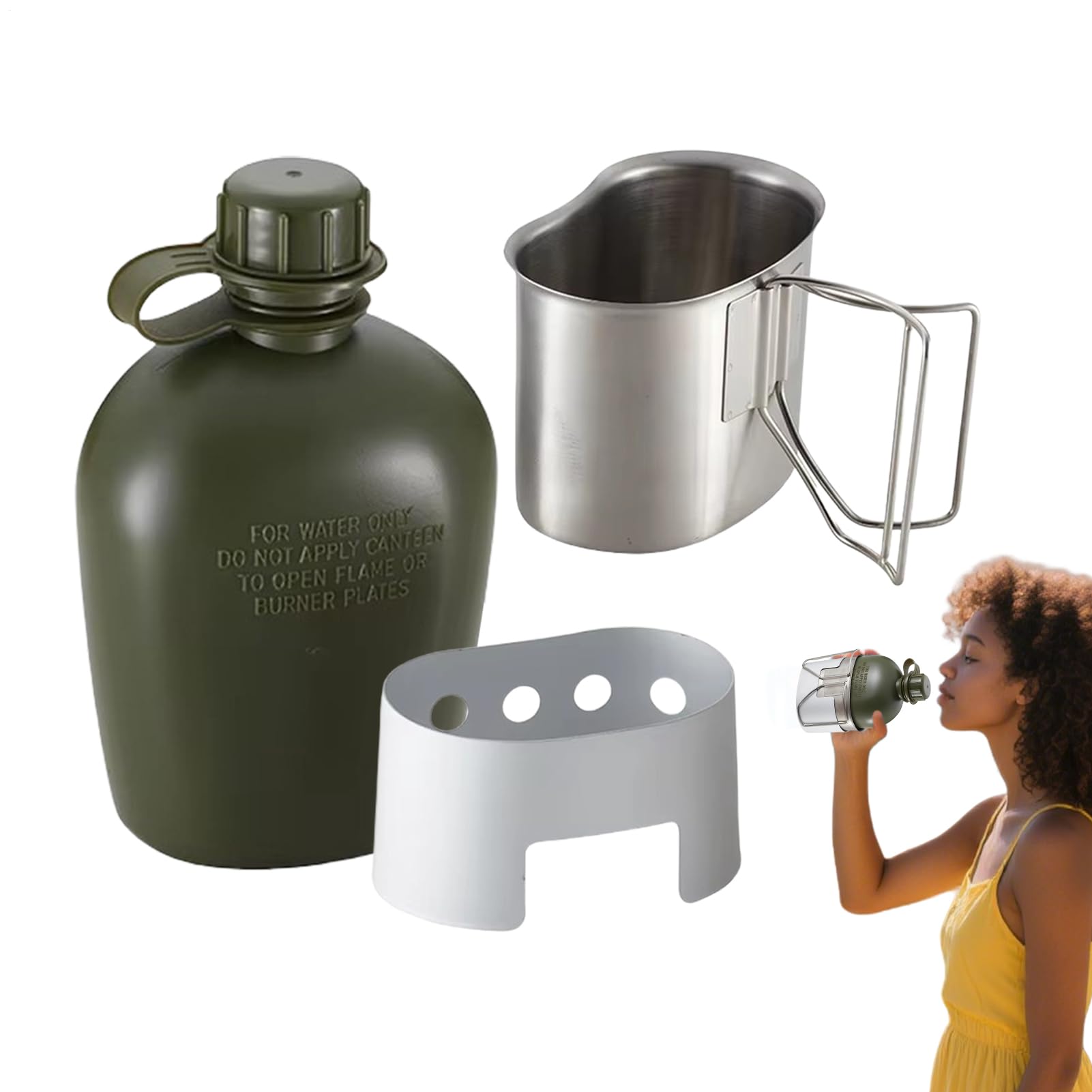 Bouilloire de camping pliante en acier inoxydable avec gobelet léger