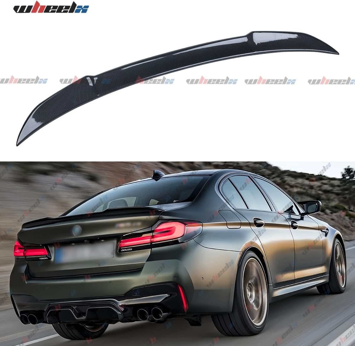 Rear Spoiler Compatible with 2017-2023 BMW G30 5 Series F90 M5, CS Style Duckbill Trunk Exterior High Kick Tail Deck Lid Wing Lip Fits 530e 530i 535i 540i 540d 550i M5 (Carbon Fiber Pattern)