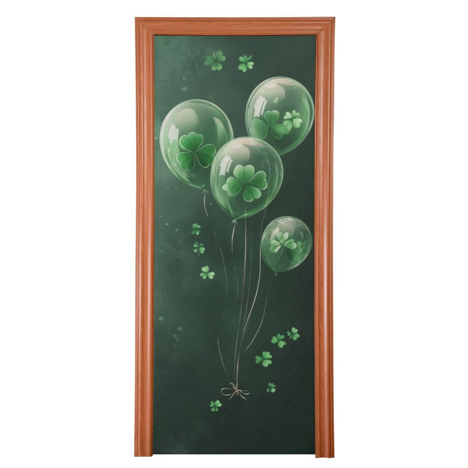 FLildon St Patrick's Day Balloons with Clover Door Cover Decoration, Party Accessory Porch Decor for Festive Ornament Room Door Covers 36 x 98 Inch