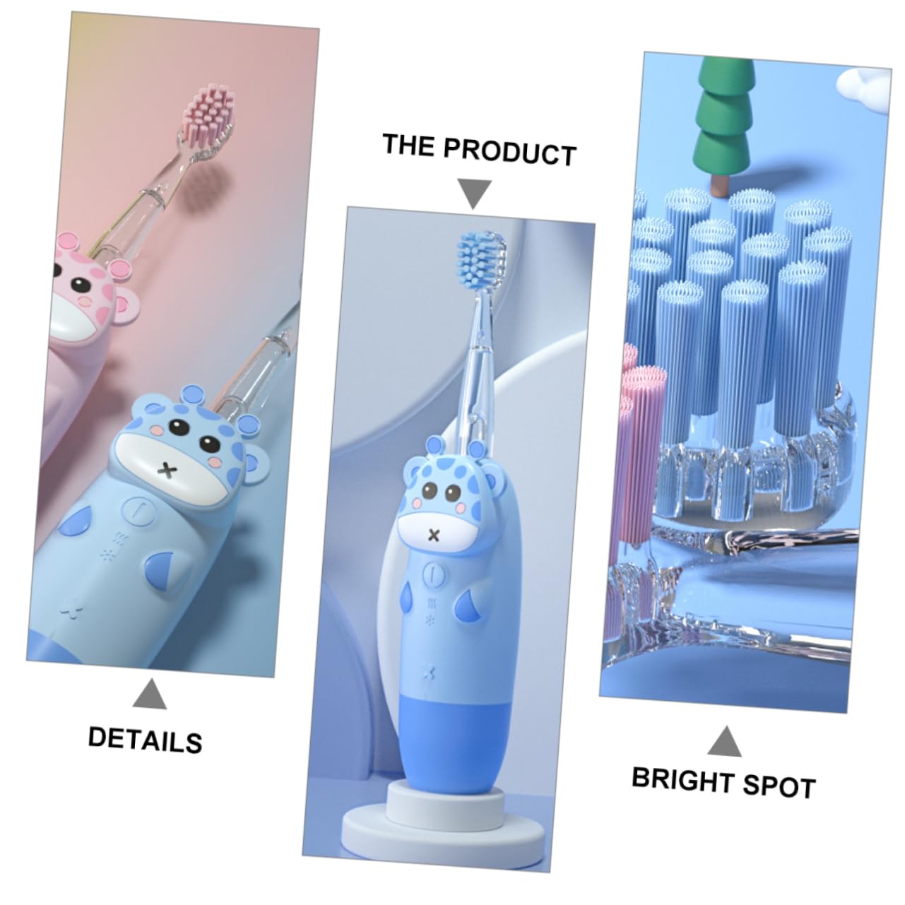 Cepillo de Dientes Sónico 1 Set para Niños Frecuencia Ajustable, Material Pc Adecuado para Cuidado Dental Infantil y Uso Diario