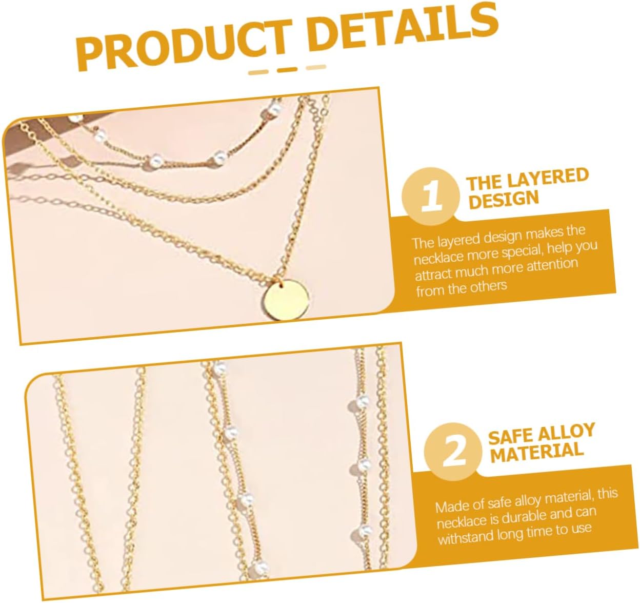 Multi-Layered Pearl Clavicle Necklace for Women Geometric Design Delicate Chain Jewelry for Layering for Mother's Day