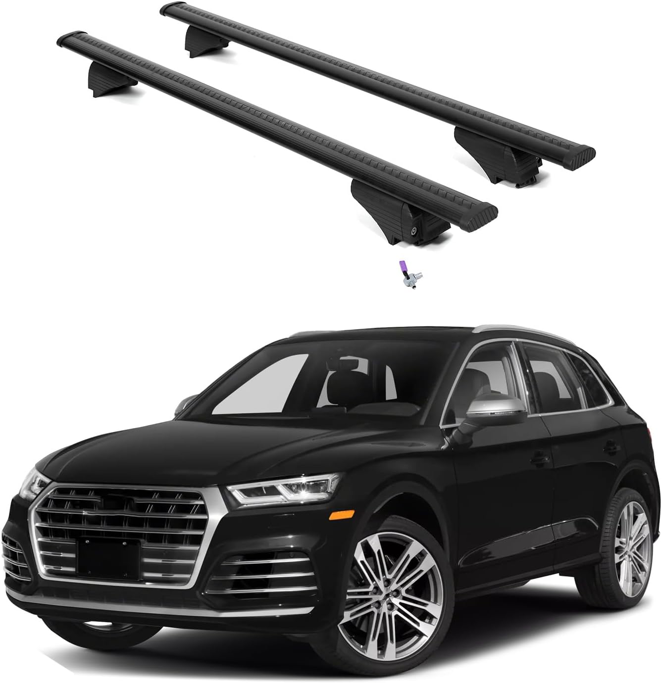 ERKUL Roof Rack Cross Bars for Audi SQ5 2018-2026 | Aluminum Crossbars with Anti Theft Lock for Rooftop | Compatible with Flush Rails - Black