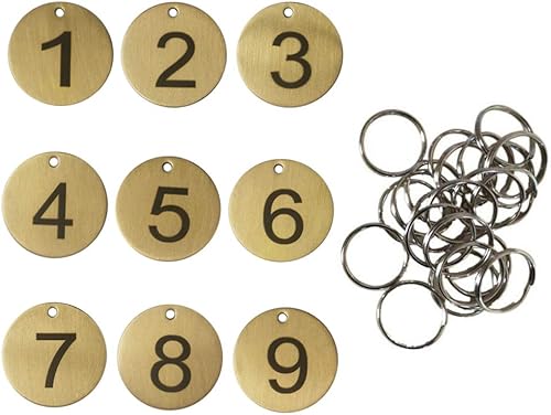 Miniatura 7 de StayMax Etiquetas de latón numeradas (1-50), diámetro de 1.37 pulgadas (1.4 in), 50 etiquetas