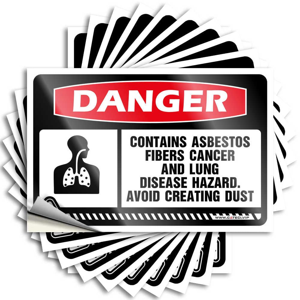 Fzfn Colour Decal Farmhouse Outdoor Decor | Cool Door Danger Contains Asbestos Fibers Cancer And Lung Disease For Diatomaceous(8X12cm)