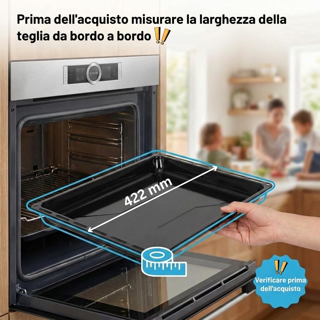 ICQN Set Teglie da Forno 42,2x37 cm – Teglia 3 cm + Teglia 4,5 cm + Griglia, Teglie Smaltate per Forno Compatibili AEG & IKEA