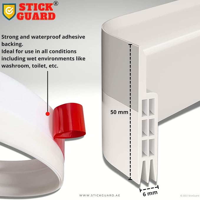 Door Seal Strip for Blocking Bugs, Air, Dust - Self Adhesive, Silicone Door Draft Stoppers for Bottom of Door - Soundproof, Weather Stripping - Under the Door Draft Guard - 1 Meter (White)