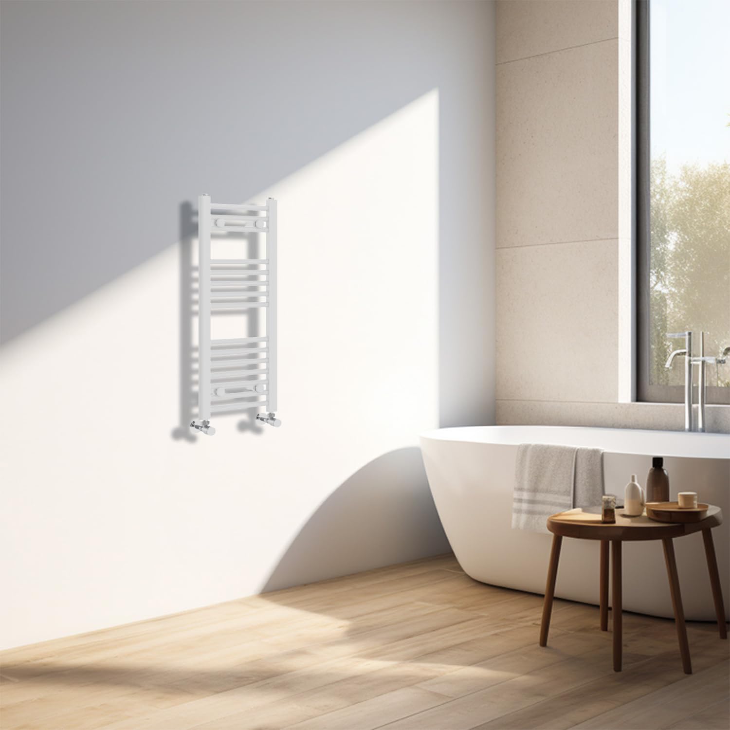 NRG White Heated Towel Rail Straight Designer Bathroom Radiator - 800×300mm
