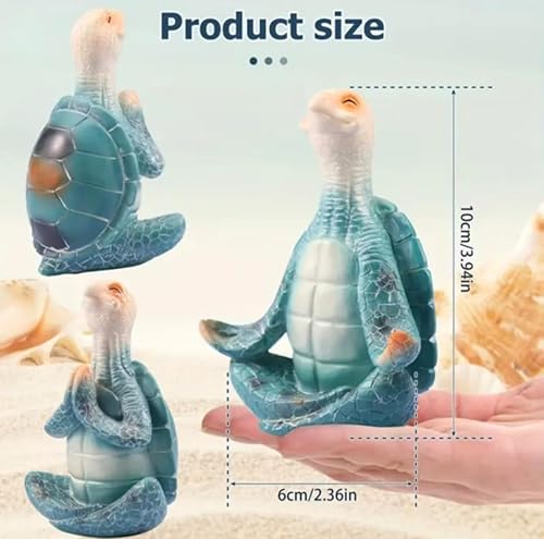 Miniatura 3 de Decoración de yoga de meditación de tortuga marina, decoraciones costeras de playa, estatua de resina zen para oficina en casa (2 unidades)