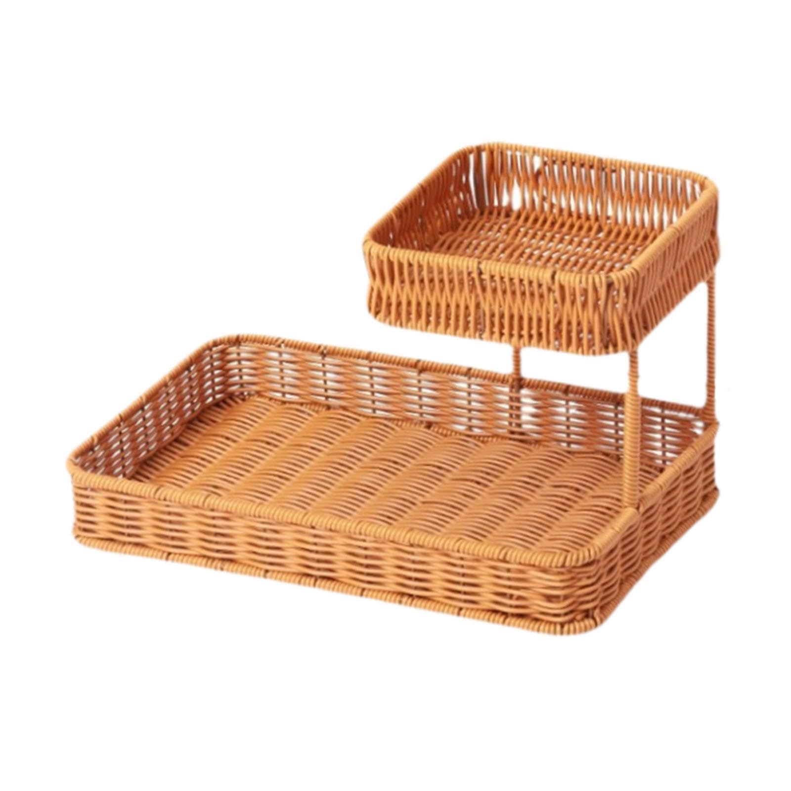 Twisaxc Brown Woven Storage Basket Organizing Sundries Accessories Organizer Trays Makeup Storage For Creative And Efficient Solution Accessories Organizer Trays 2 Layer
