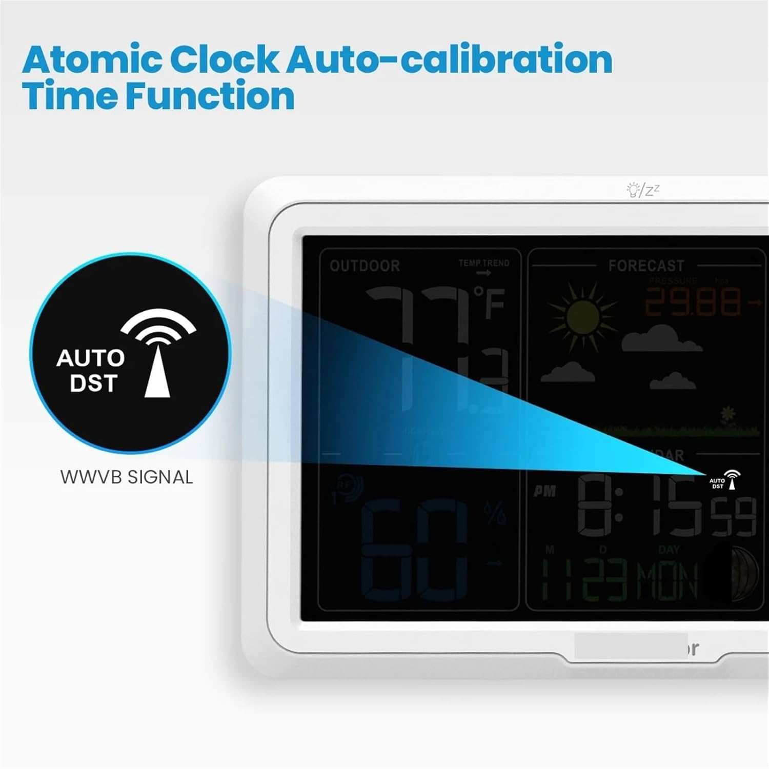 Weather Station, Weather Station Wireless Indoor Outdoor Thermometer, 7.5inch Display Atomic Clock with Weather Forecast and Barometer,for Home Garden,3 Black-1