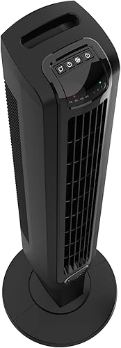 Vista 4 de Lasko Ventilador de torre oscilante, control remoto, temporizador, modo oscuro, 4 velocidades, para dormitorio, sala de estar y oficina, 36