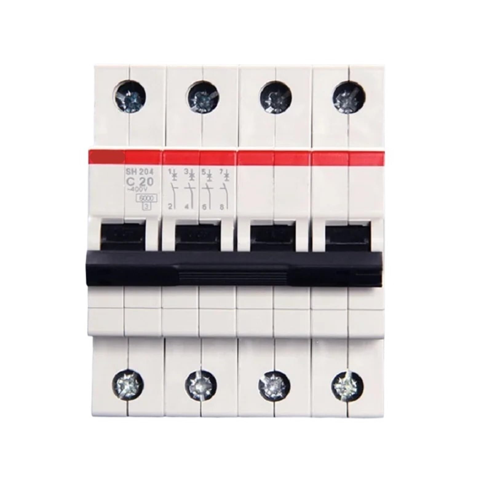 Disjoncteur miniature SH200 4P 6A calibre type C coffret modulaire rail DIN