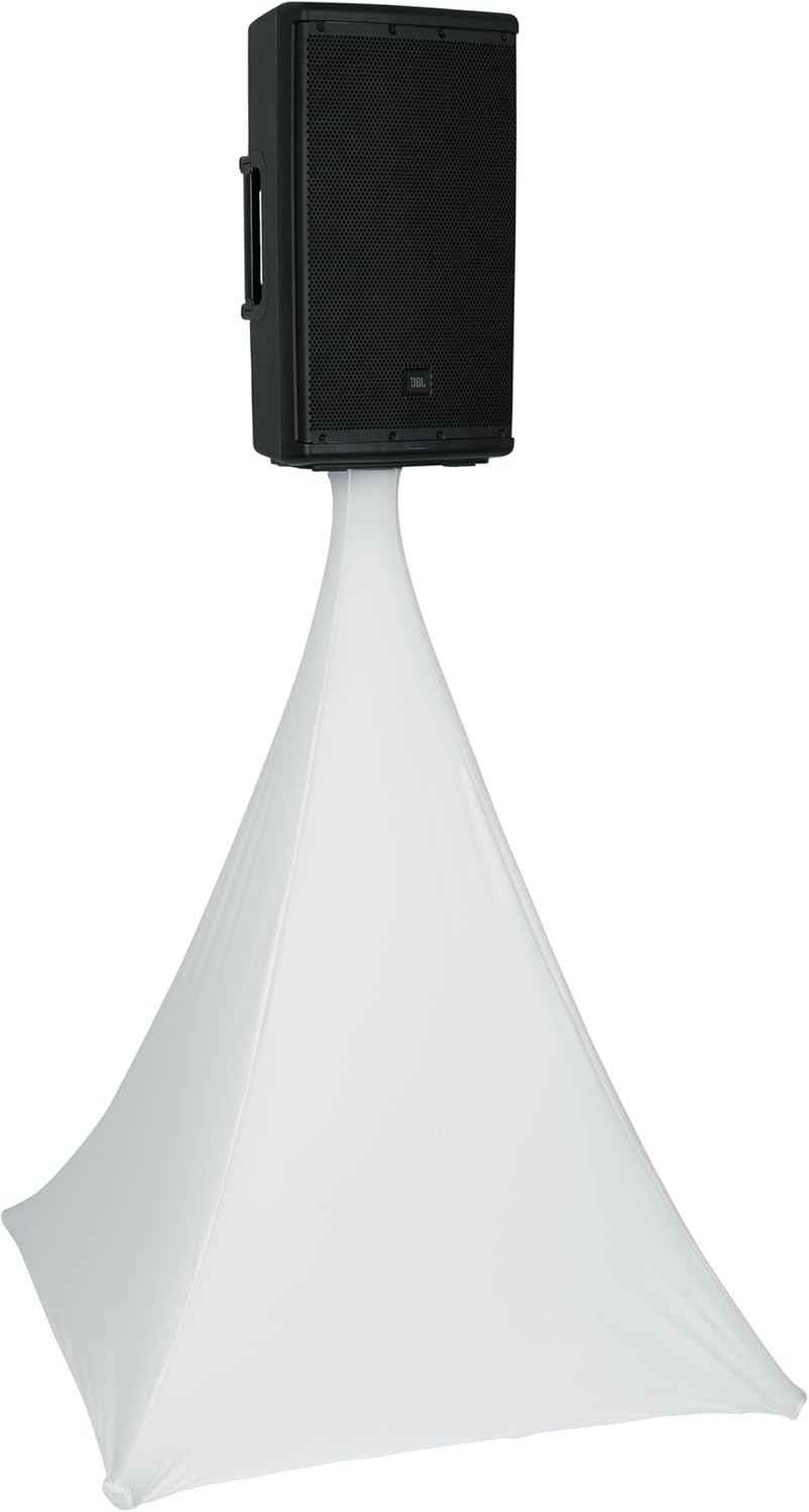 Gator Frameworks 360-Degree Speaker Stand Scrim Stretch Cover for Quadpod Style Stands, White (GFW-QUADSCRIMW)