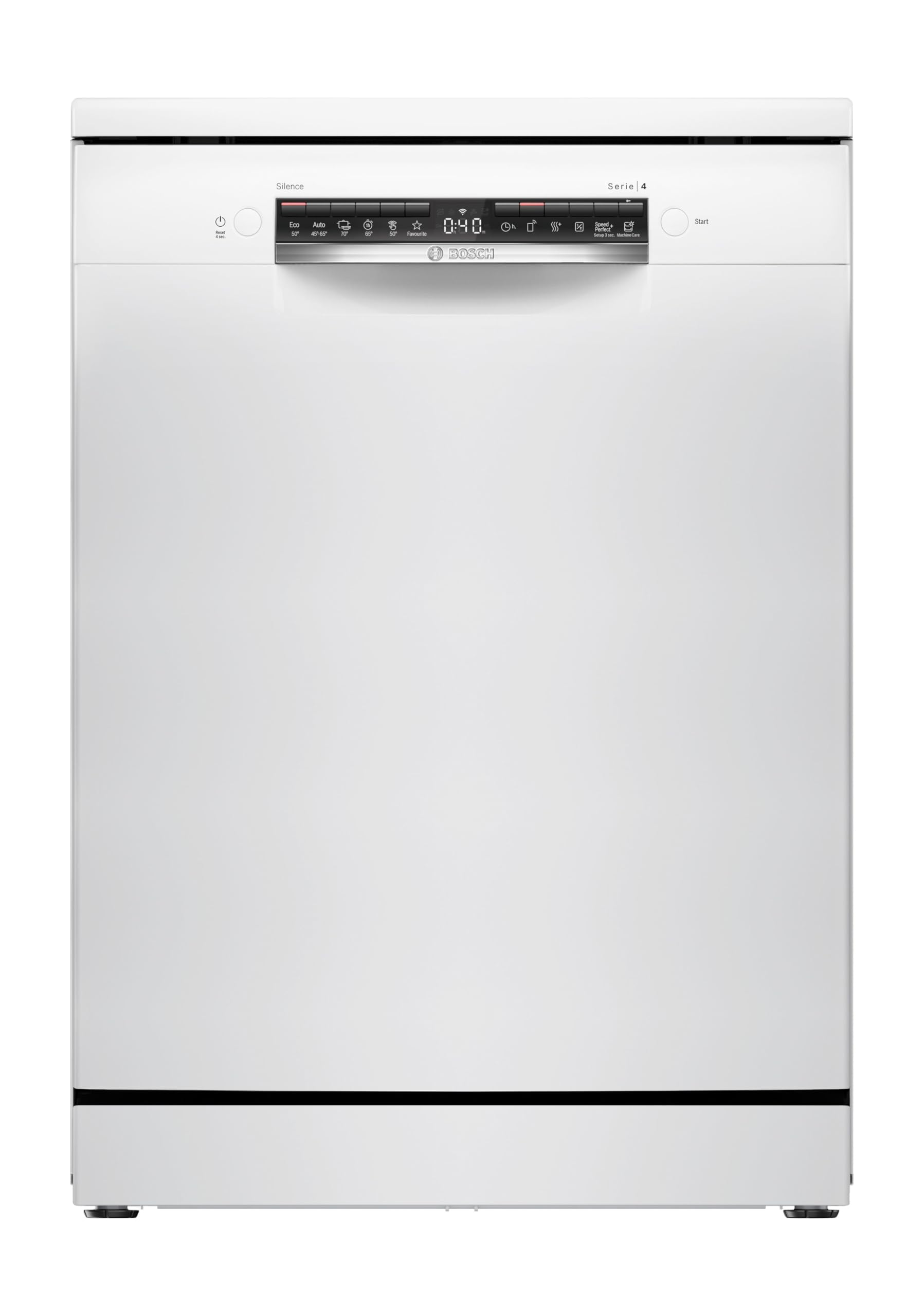 Bosch Freistehender Geschirrspüler 60 cm, Serie 4, SMS4HTW00E, Besteckkorb, Silence Programm - Extra leise spülen, Extra Trocknen, Hygienisch rein, Home Connect, Programmassistent, AquaStop, weiß