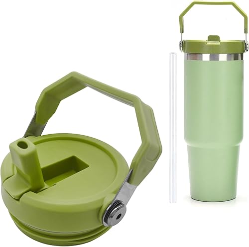 Tapa de repuesto con popote para vaso Stanley IceFlow de 20 onzas y 30 onzas (verde militar)