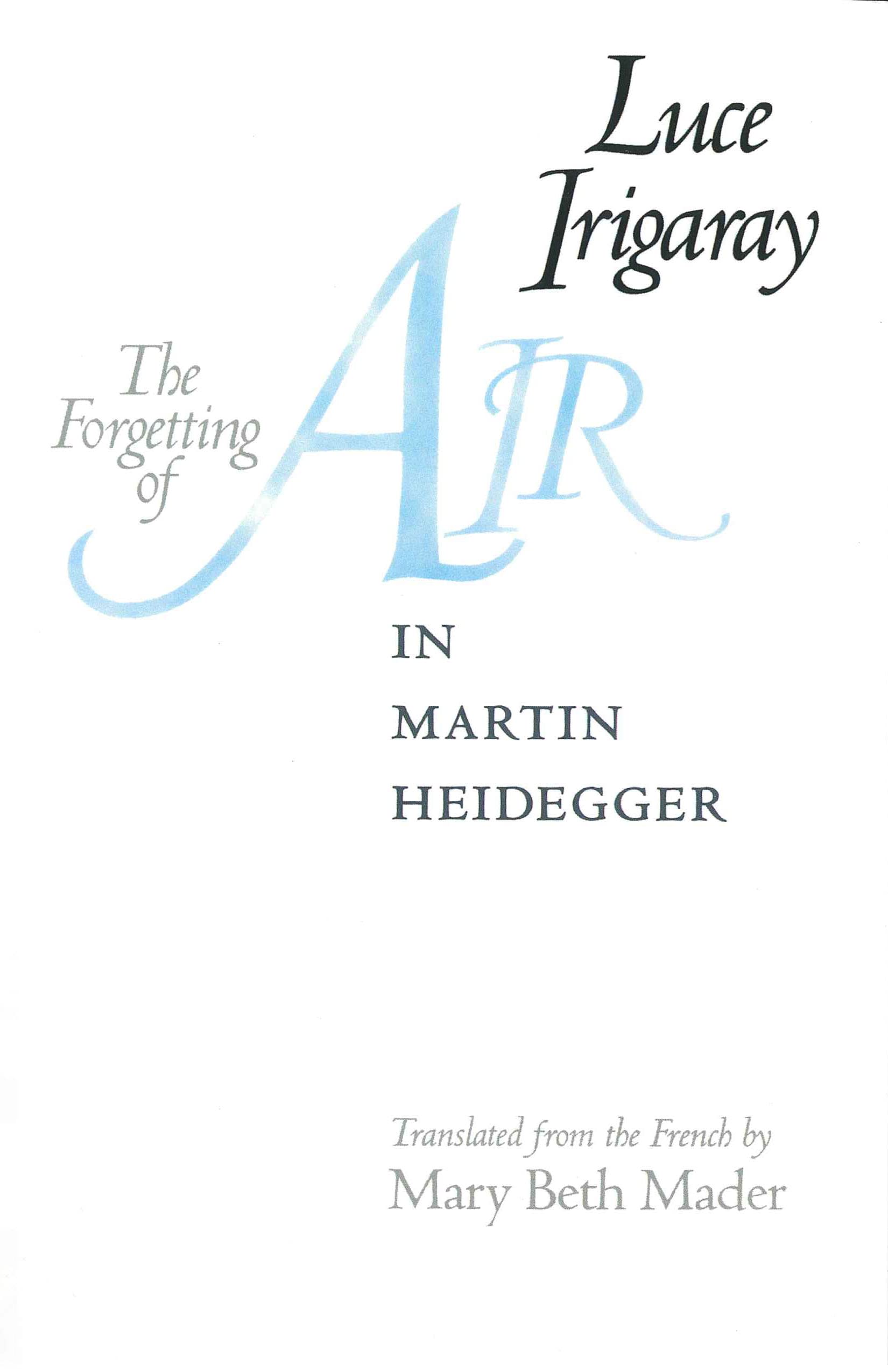 The Forgetting of Air in Martin Heidegger (Constructs Series)