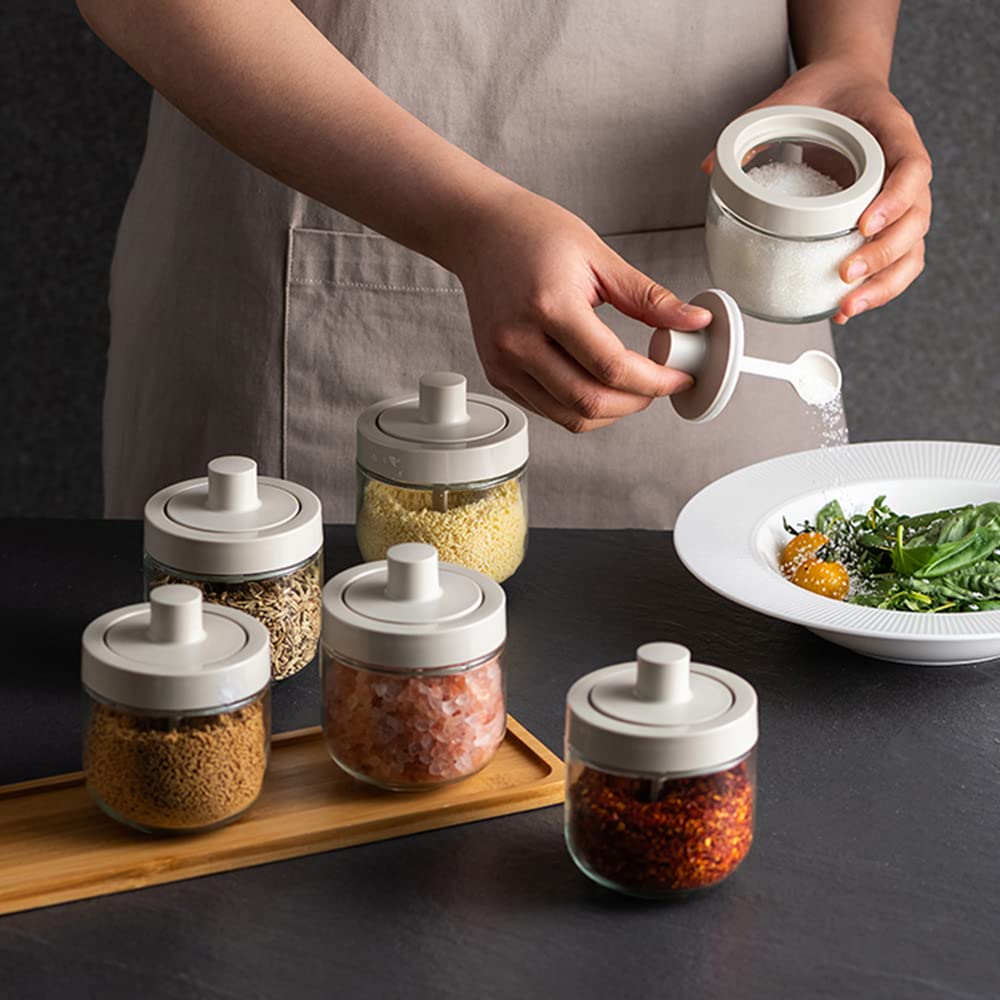 Amazon｜Kaviri 調味料入れ ガラス 調味料ポット スプーン付き 300ml