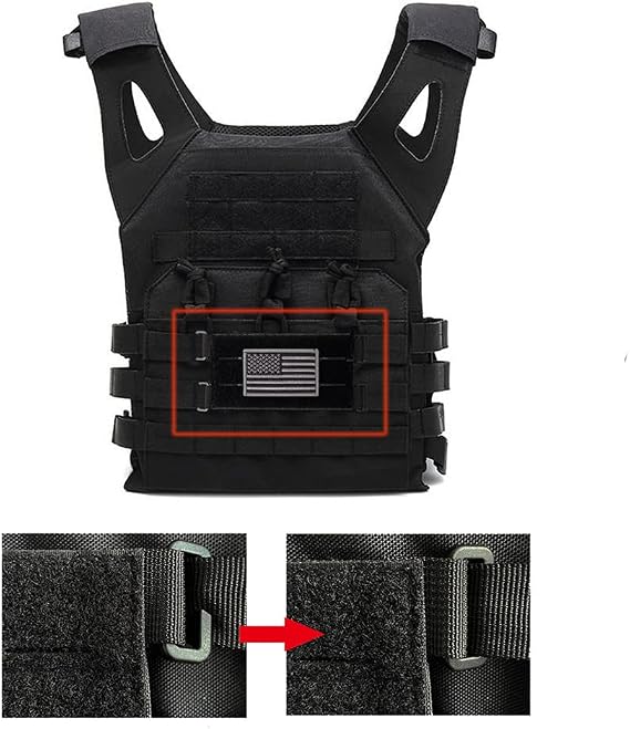 Molle Patch Panel with Laser Cutting Loop, Molle Patch Display Holder for Backpack,6X3.2 Mini Patch Board Include American Flag Patch (2 pcs Black)