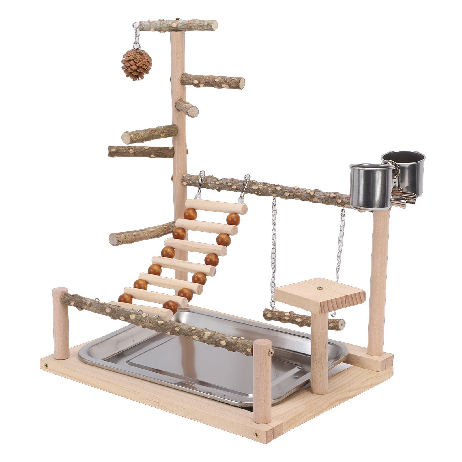Parrot Playstand Parco giochi per uccelli stabile in legno con altalena per posatoi per accessori per gabbie per uccelli